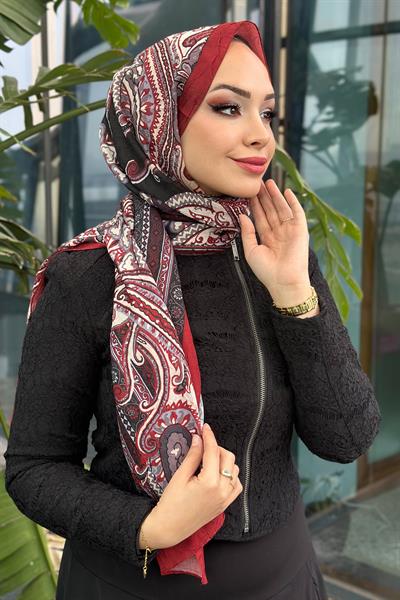 Etro Desen Kraş Şal Kırmızı