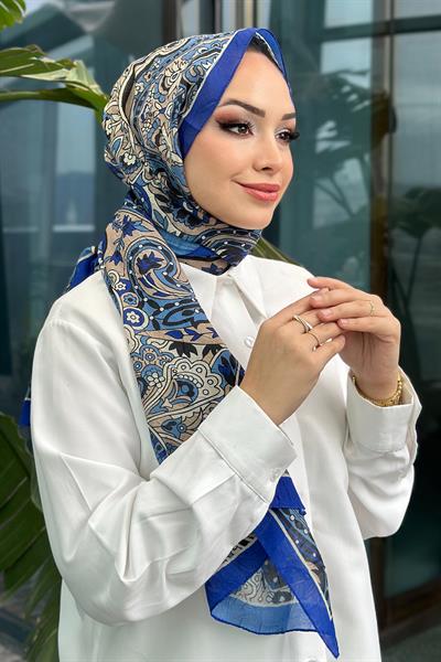 Etro Desen Kraş Şal Saks Mavi