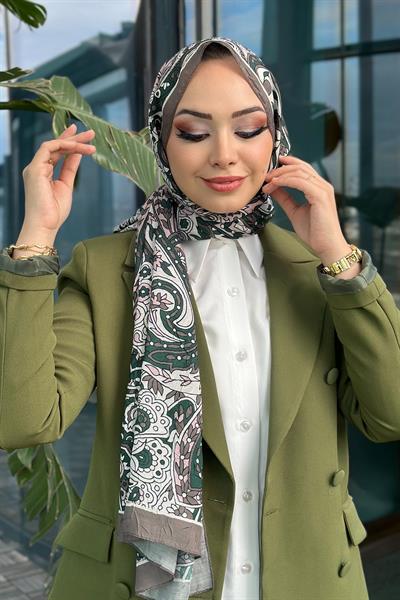 Etro Desen Kraş Şal Vizon Yeşil