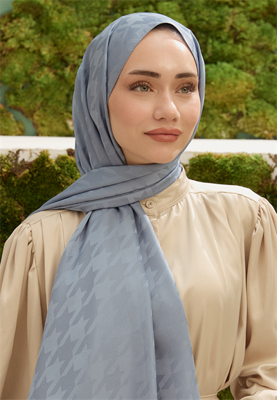 Fashion Desen Şal Gümüş Gri