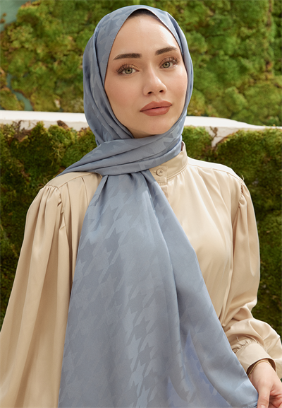 Fashion Desen Şal Gümüş Gri