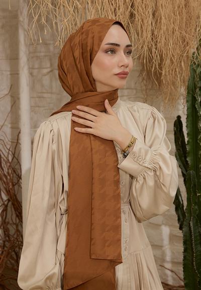 Fashion Desen Şal Karamel