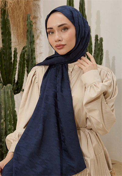Fashion Desen Şal Lacivert