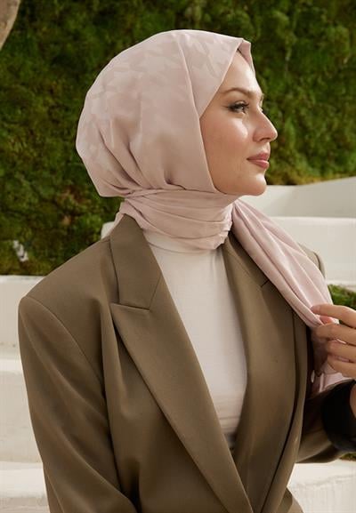 Fashion Desen Şal Pudra