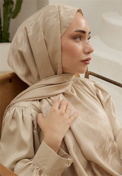 Fashion Desen Şal Vizon