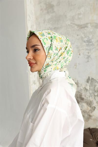 Fiore Desen Bambu Kraş Eşarp Çiğ Yeşil