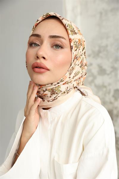 Fiore Desen Bambu Kraş Eşarp Deve Tüyü