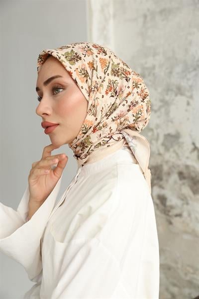 Fiore Desen Bambu Kraş Eşarp Deve Tüyü