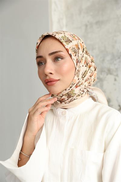 Fiore Desen Bambu Kraş Eşarp Deve Tüyü