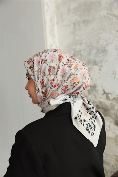 Fiore Desen Bambu Kraş Eşarp Gümüş