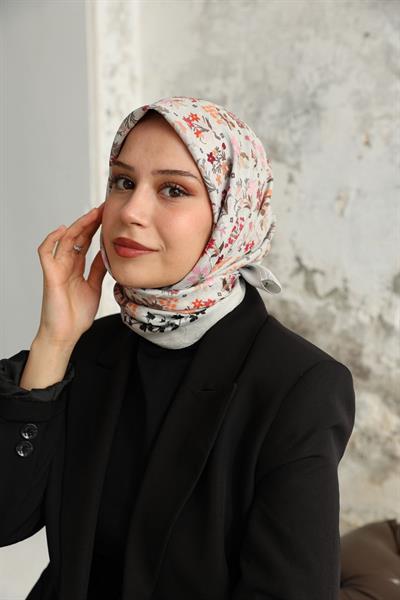 Fiore Desen Bambu Kraş Eşarp Gümüş