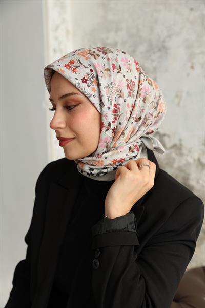 Fiore Desen Bambu Kraş Eşarp Gümüş