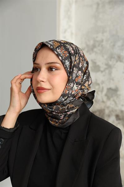 Fiore Desen Bambu Kraş Eşarp Kahve