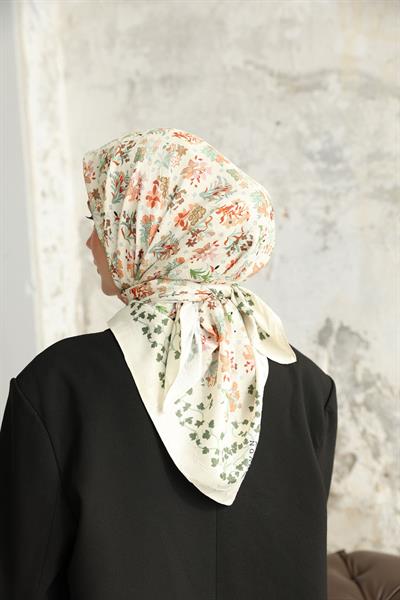 Fiore Desen Bambu Kraş Eşarp Kavun