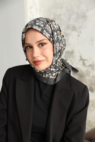 Fiore Desen Bambu Kraş Eşarp Kül Gri