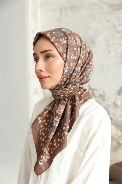 Fiore Desen Bambu Kraş Eşarp Moda Vizonu