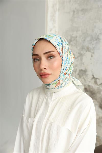 Fiore Desen Bambu Kraş Eşarp Ocean