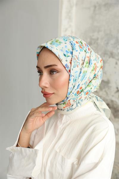 Fiore Desen Bambu Kraş Eşarp Ocean