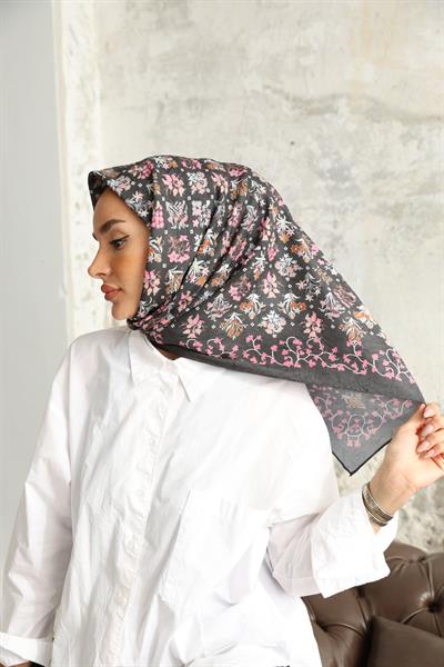 Fiore Desen Bambu Kraş Eşarp Pembe