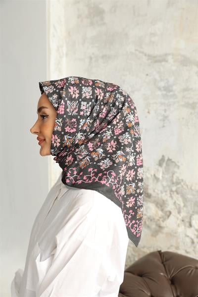 Fiore Desen Bambu Kraş Eşarp Pembe