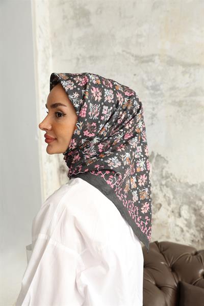 Fiore Desen Bambu Kraş Eşarp Pembe