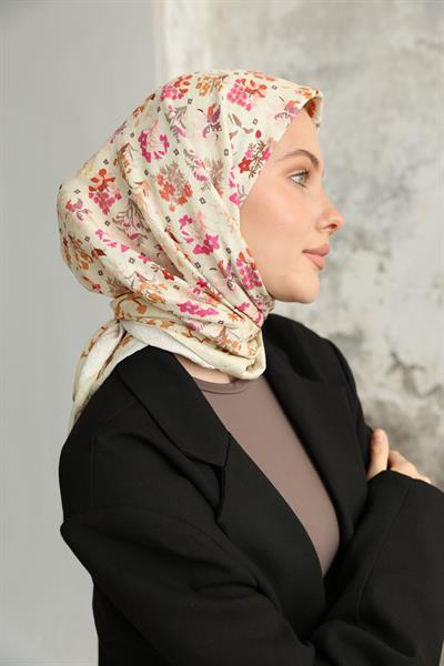 Fiore Desen Bambu Kraş Eşarp Tarçın