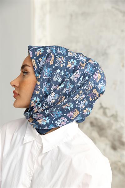 Fiore Desen Bambu Kraş Eşarp Turkuaz