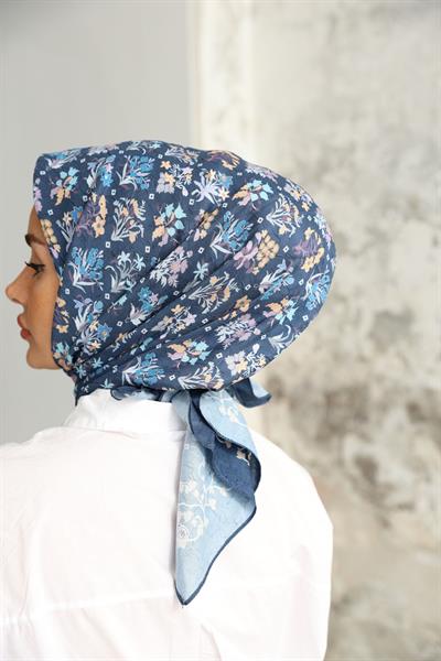 Fiore Desen Bambu Kraş Eşarp Turkuaz