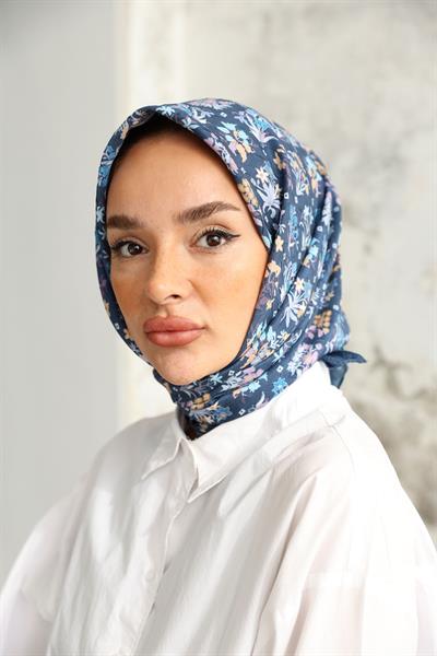 Fiore Desen Bambu Kraş Eşarp Turkuaz