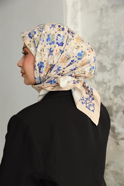 Fiore Desen Bambu Kraş Eşarp Vizon