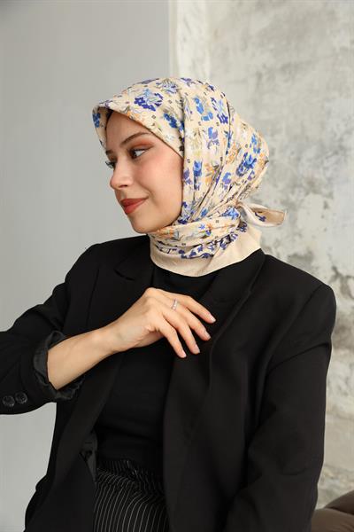 Fiore Desen Bambu Kraş Eşarp Vizon