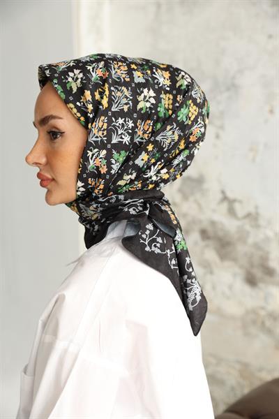 Fiore Desen Bambu Kraş Eşarp Yeşil