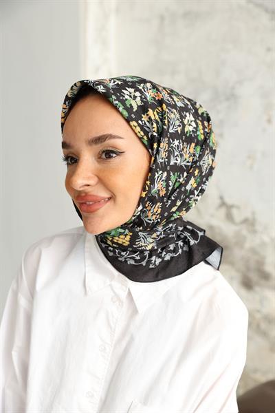 Fiore Desen Bambu Kraş Eşarp Yeşil