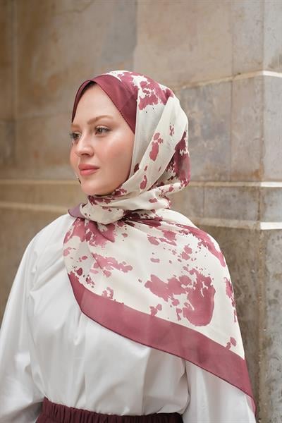 Fırça Desen Fransız İpeği Şal Bordo