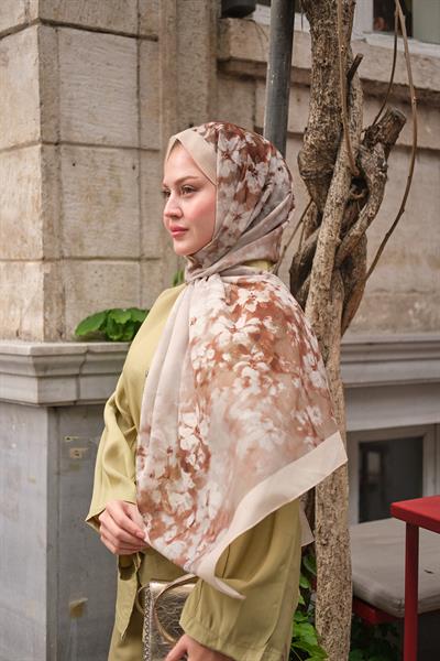 Flora Desen Fransız İpeği Şal Fildişi