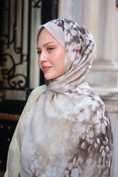 Flora Desen Fransız İpeği Şal Taş