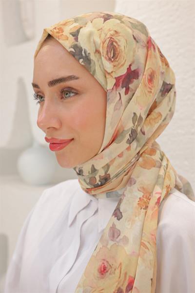 Flora Desenli Pamuk Şal Kavun