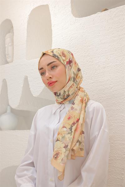 Flora Desenli Pamuk Şal Kavun