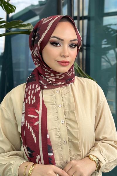 Flower Desen Viskon Şal Burgundy