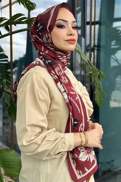 Flower Desen Viskon Şal Burgundy