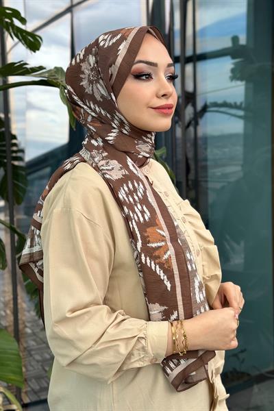 Flower Desen Viskon Şal Mocha