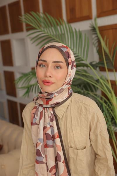 Fly Desen Pamuk İpek Şal Acı Kahve