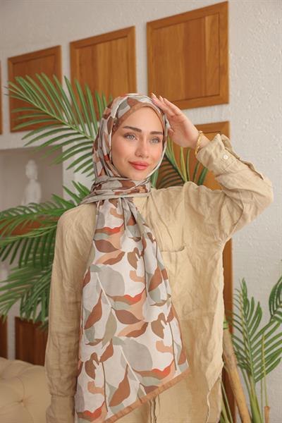 Fly Desen Pamuk İpek Şal Bakır