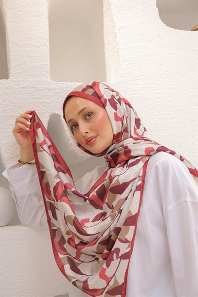 Fly Desen Pamuk İpek Şal Bordo