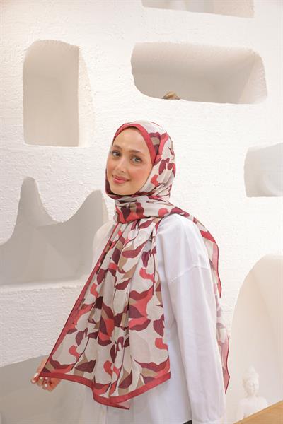 Fly Desen Pamuk İpek Şal Bordo