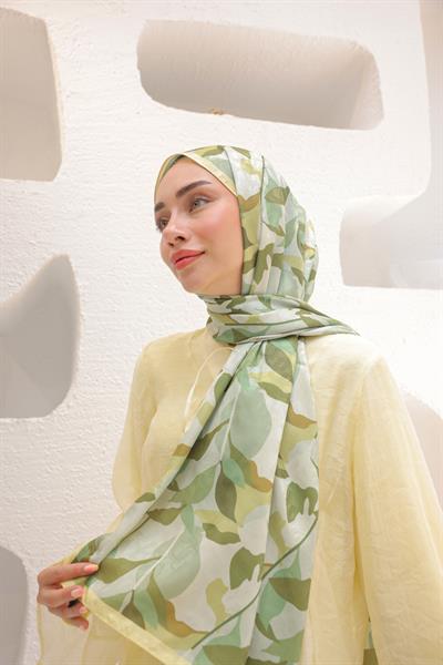 Fly Desen Pamuk İpek Şal Butter Yellow