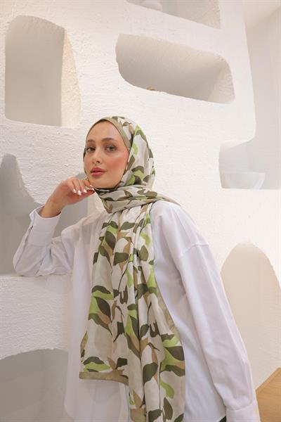 Fly Desen Pamuk İpek Şal Ceviz