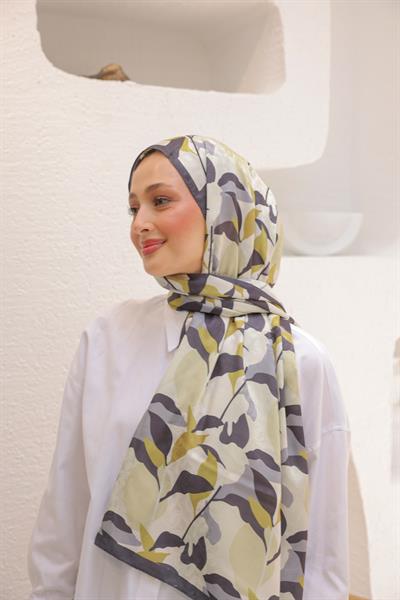 Fly Desen Pamuk İpek Şal Füme