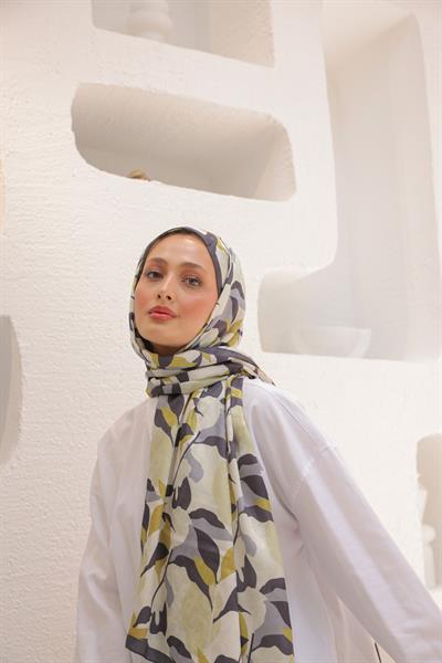 Fly Desen Pamuk İpek Şal Füme