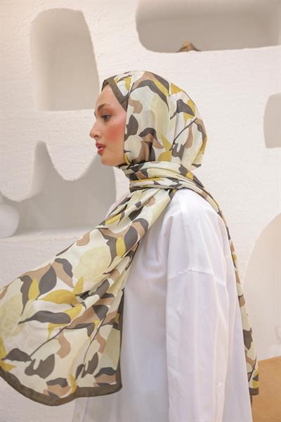 Fly Desen Pamuk İpek Şal Kahve